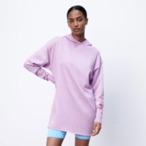 NWT Zara knit hooded sweater, lilac, size L/XL